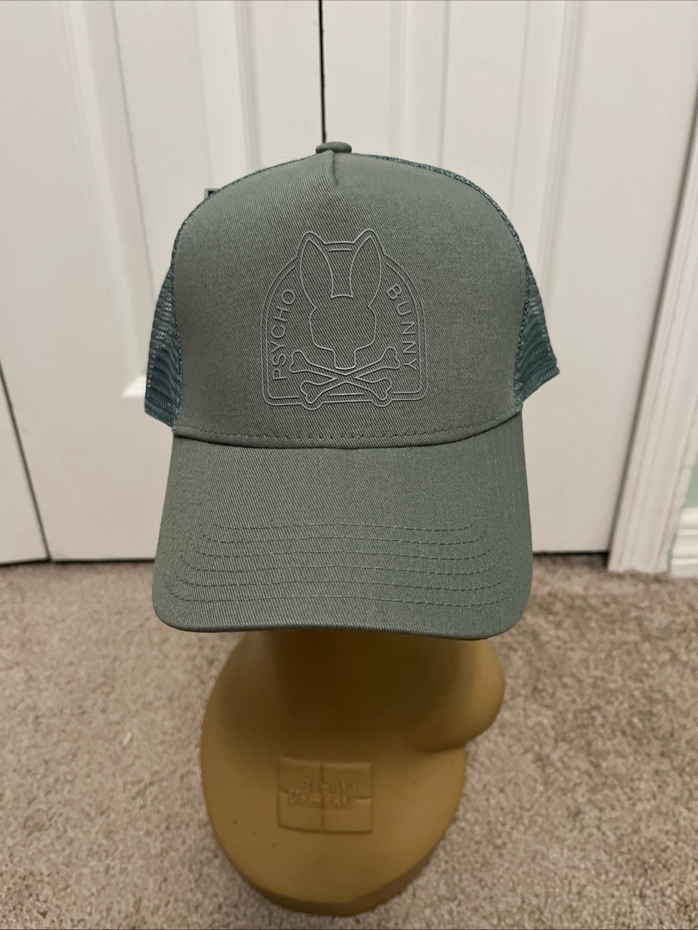 Psycho Bunny Olive Green Trucker Cap hat